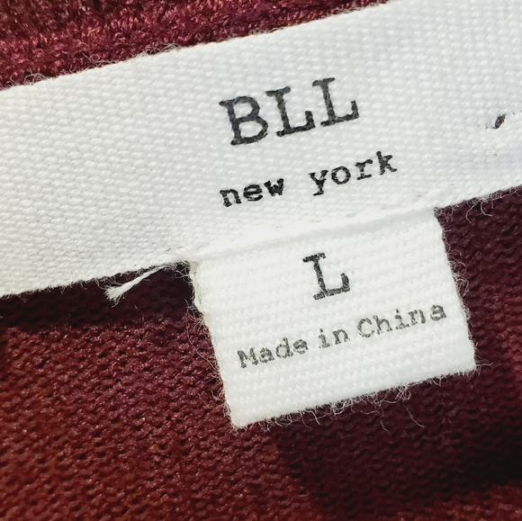 BLL New York red wine long sleeve blouse sweater size L - Picture 6 of 13